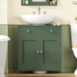 TEENFON Pedestal Sink Storage Cabinet with 2 Doors and Drawer, Bathroom Sink Cabinet, Under Sink Storage with U-Shape Cut-Out, Green