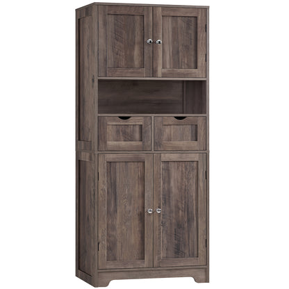 57.8" H Tall Storage Cabinet with 2 Drawers & 2 Adjustable Shelves, Floor Cabinet with 4 Doors, Tall Cabinet for Living Room, Dining Room, Entryway, Black