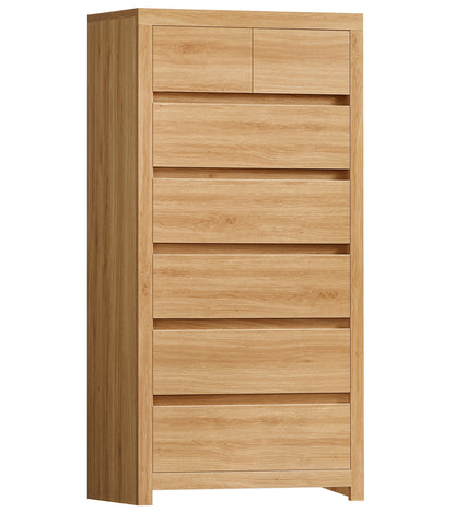 TEENFON 51.6" Tall Dresser for Bedroom with 7 Drawers, Modern Dressers & Chests of Drawers with Metal Handles, Wooden Dresser TV Stand, Bedroom Dressers for Living Room, Hallway, Natural
