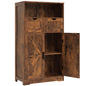 TEENFON Bathroom Cabinet, Storage Cabinet with 2 Adjustable Drawers & 2 Barn Doors, Standing Cupboard with 2 Shelf, Floor Cabinet for Living Room, Home Office, Kitchen, White