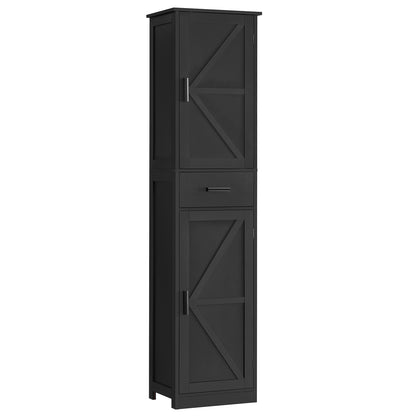 Tall Bathroom Cabinet, Storage Cabinet with 6 Shelves & Drawer, Bathroom Storage Cabinet with Adjustable Shelves, Tall Cabinet for Living Room, Kitchen, White