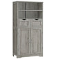 TEENFON Tall Storage Cabinet with Adjustable Shelves & Doors, Bathroom Cabinet, Cupboard for Living Room, Dining Room, Entryway, Grey