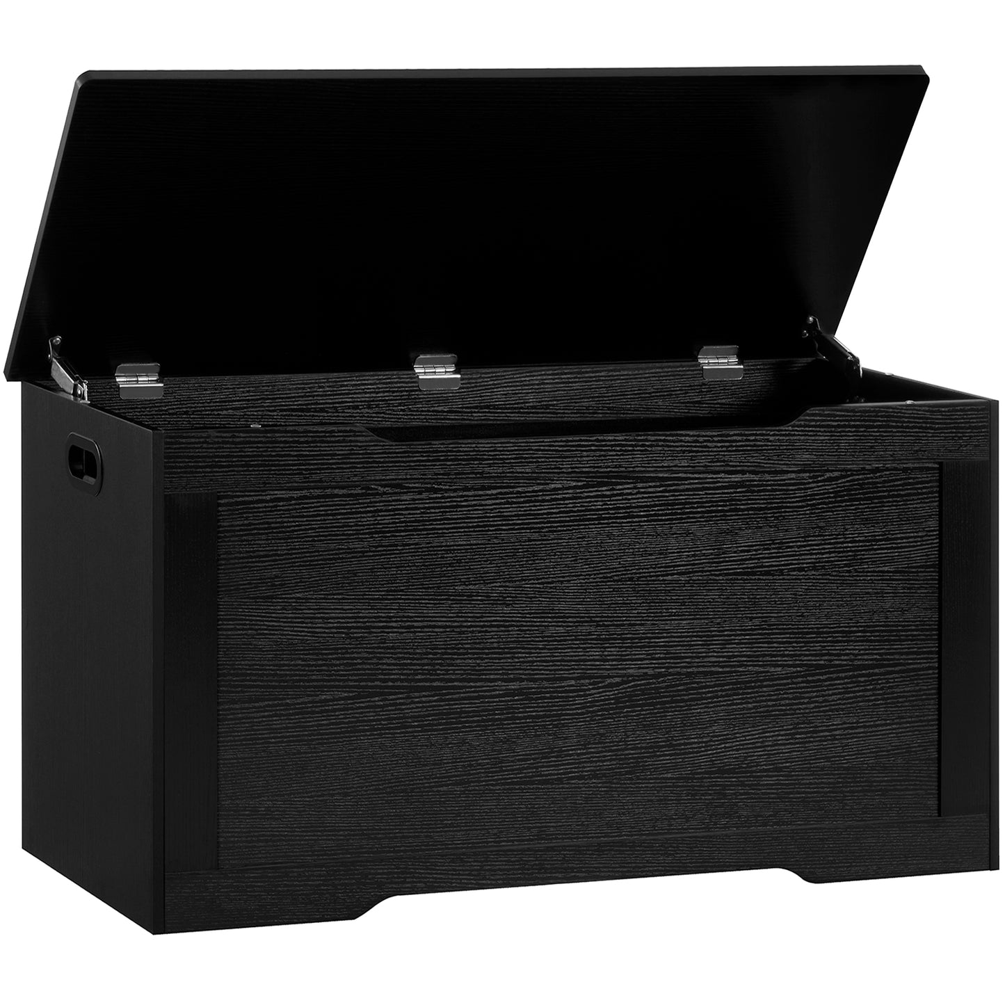 TEENFON 29.5” Storage Chest, Toy Box with Safety Hinge & Gel Bumpers, Toy Chest, Lift Top Storage Trunk, Supports 220 lb, for Living Room, Bedroom, Entryway, Black