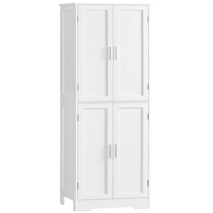 TEENFON 67” Storage Cabinet, Kitchen Pantry Cabinet with 4 Doors and 2 Adjustable Shelves, Cupboard, Tall Bathroom Cabinets for Dining Room, Living Room, White