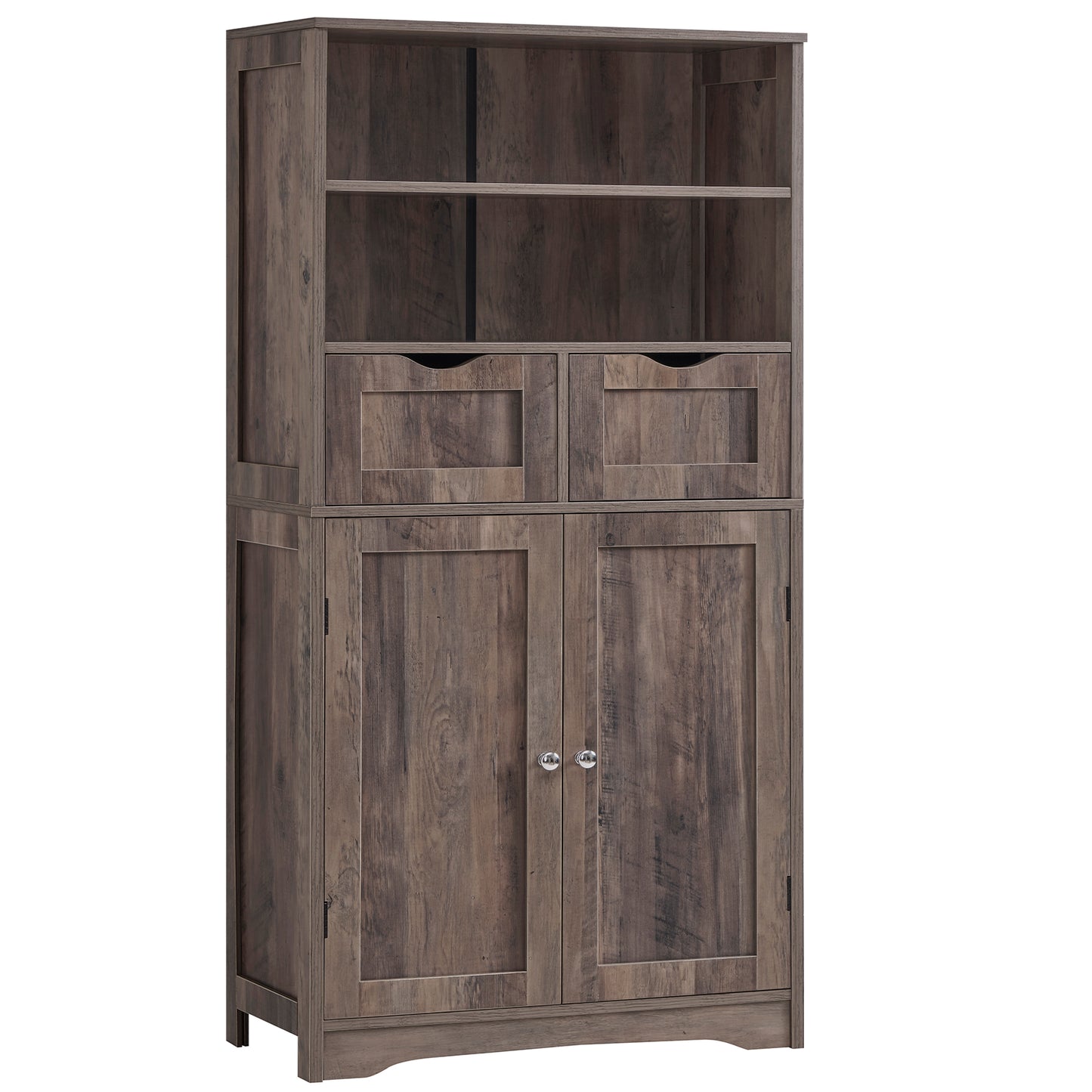 TEENFON Tall Storage Cabinet with Adjustable Shelves & Doors, Bathroom Cabinet, Cupboard for Living Room, Dining Room, Entryway, Grey