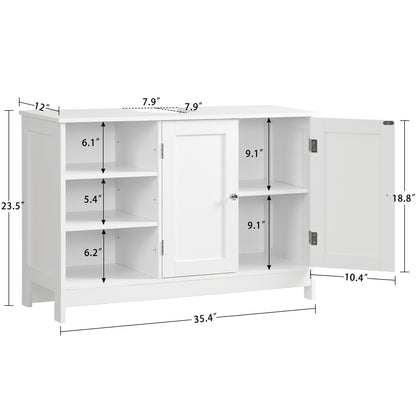 TEENFON 35.4" Pedestal Sink Storage Cabinet with 2 Doors and Adjustable Shelves, Bathroom Sink Cabinet, Under Sink Storage with U-Shape Cut-Out, White