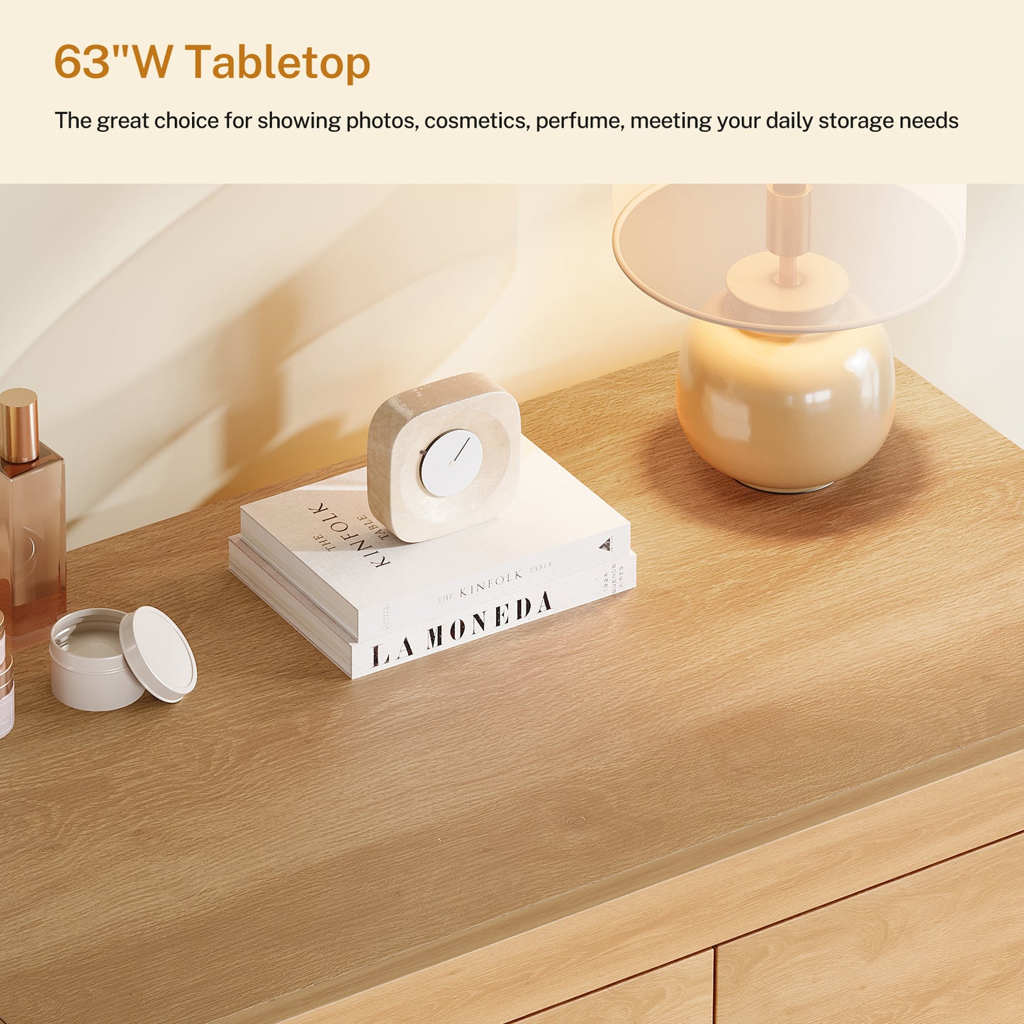 TEENFON 51.6" Tall Dresser for Bedroom with 7 Drawers, Modern Dressers & Chests of Drawers with Metal Handles, Wooden Dresser TV Stand, Bedroom Dressers for Living Room, Hallway, Natural