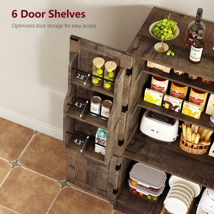 TEENFON 43.3 Tall Metal Kitchen Pantry Storage Cabinets with 2 Door and 5 Adjustable Shelves, Cupboard for Kitchen, Dining Room, Living Room and Bathroom,