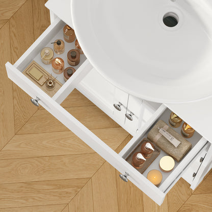 TEENFON 35.4" Pedestal Sink Storage Cabinet with 2 Doors and Adjustable Shelves, Bathroom Sink Cabinet, Under Sink Storage with U-Shape Cut-Out, White