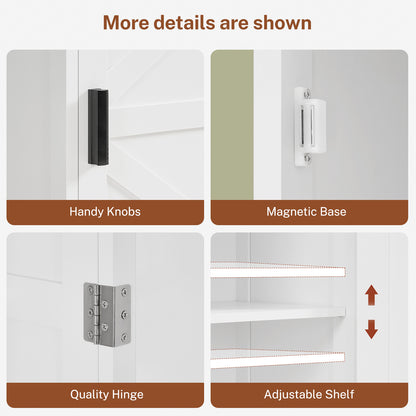 TEENFON 67" H Tall Storage Cabinet with 2 Doors, Bathroom Storage Cabinet, Kitchen Pantry Cabinets for Living Room, Dining Room, Bathroom, White