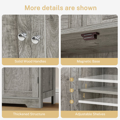 TEENFON Tall Storage Cabinet with Adjustable Shelves & Doors, Bathroom Cabinet, Cupboard for Living Room, Dining Room, Entryway, Grey