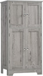 TEENFON Bathroom Floor Storage Cabinet, Freestanding Bathroom Storage Unit with 2 Adjustable Shelves & 4 Doors, 11.8 x 23.6 x 42.7 Inches, White