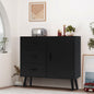 TEENFON Black Storage Cabinet with 3 Drawers & Adjustable Shelf, Sideboard Buffet Cabinet, Entryway Cabinets, for Living Room, Dining Room, Black