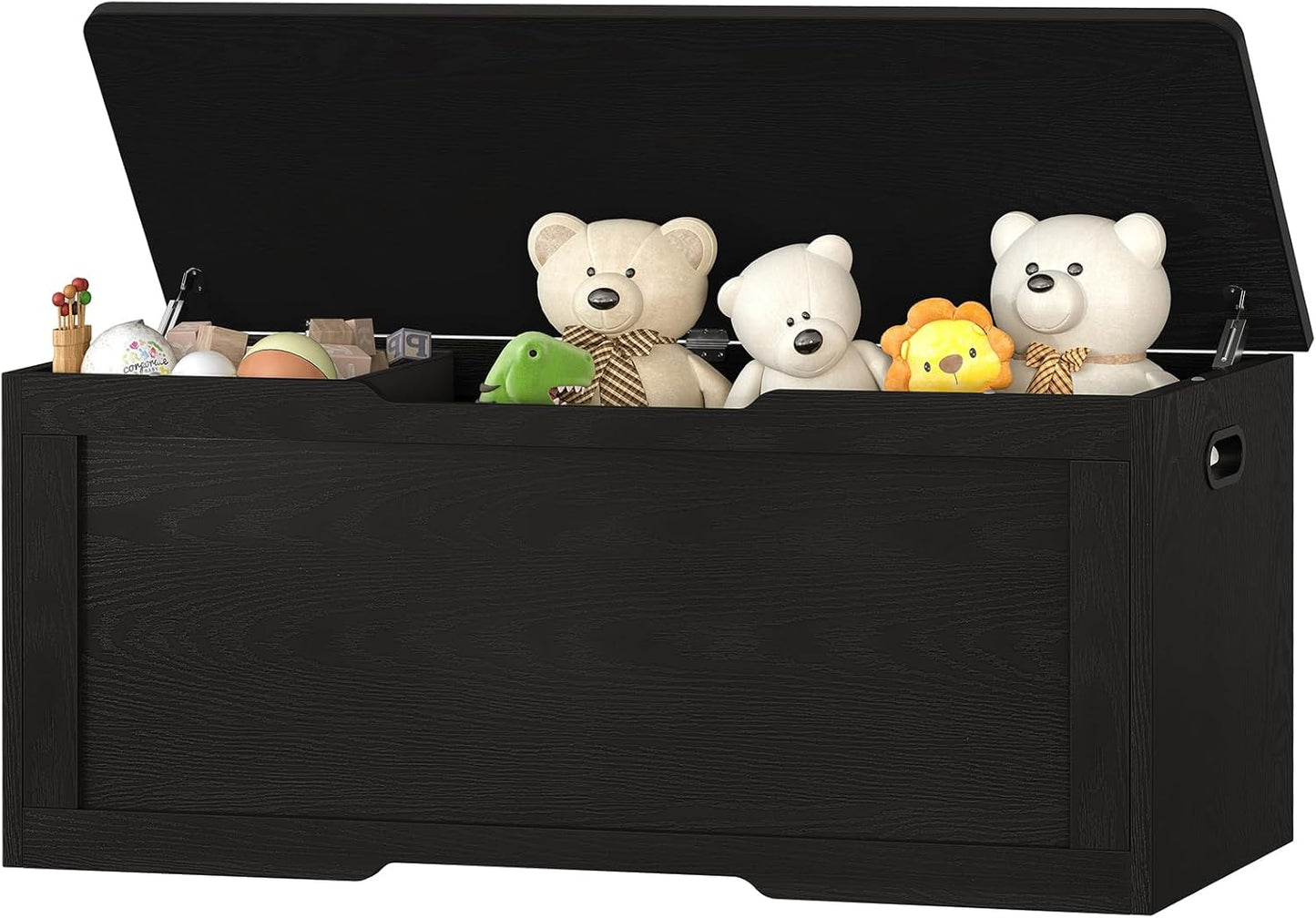 47.2" Large Storage Chest with Fabric Drawer, Toy Box with Safety Hinges, Extra Wide Storage Bench for Bedroom, Living Room, Entryway, Supports 300 lb, Natural
