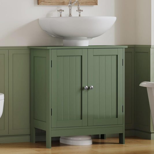 TEENFON Pedestal Sink Storage Cabinet, Under Sink Cabinet with 2 Doors & Shelf, Under Bathroom Sink Cabinet, Pedestal Sink Storage for Bathroom, Green