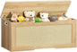 47.2" Large Storage Chest with Fabric Drawer, Toy Box with Safety Hinges, Extra Wide Storage Bench for Bedroom, Living Room, Entryway, Supports 300 lb, Natural