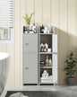 TEENFON Narrow Storage Cabinet for Small Bathrooms, Corner Cabinet with Adjustable Shelves, Grey