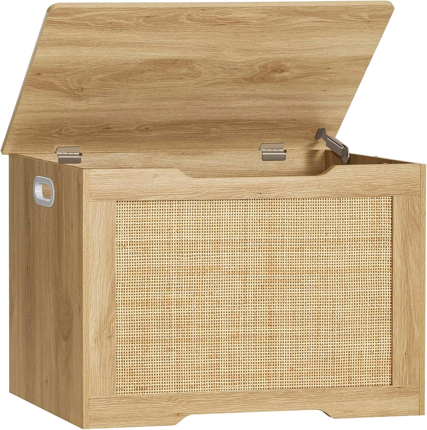 29.5” Storage Chest, Storage Bench with Storage, Toy Box with 2 Safety Hinges, Toy Chest for Bedroom, Shoe Bench, Supports 220 lb, for Living Room, Entryway, Natural