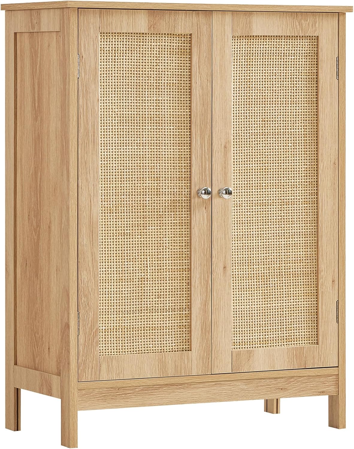 TEENFON Storage Cabinet, Rattan Cabinet with Adjustable Shelf, for Living Room, Entryway, Kitchen, Home Office, Nature
