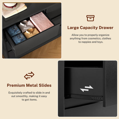 TEENFON 63" Dresser for Bedroom with 9 Drawers, Black Dresser with Metal Slide, Bedroom Dressers, Wood Dressers & Chests of Drawers for Bedroom, Hallway, Black