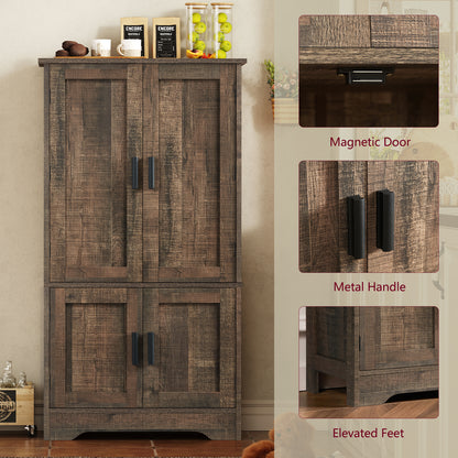 TEENFON 43.3 Tall Metal Kitchen Pantry Storage Cabinets with 2 Door and 5 Adjustable Shelves, Cupboard for Kitchen, Dining Room, Living Room and Bathroom,