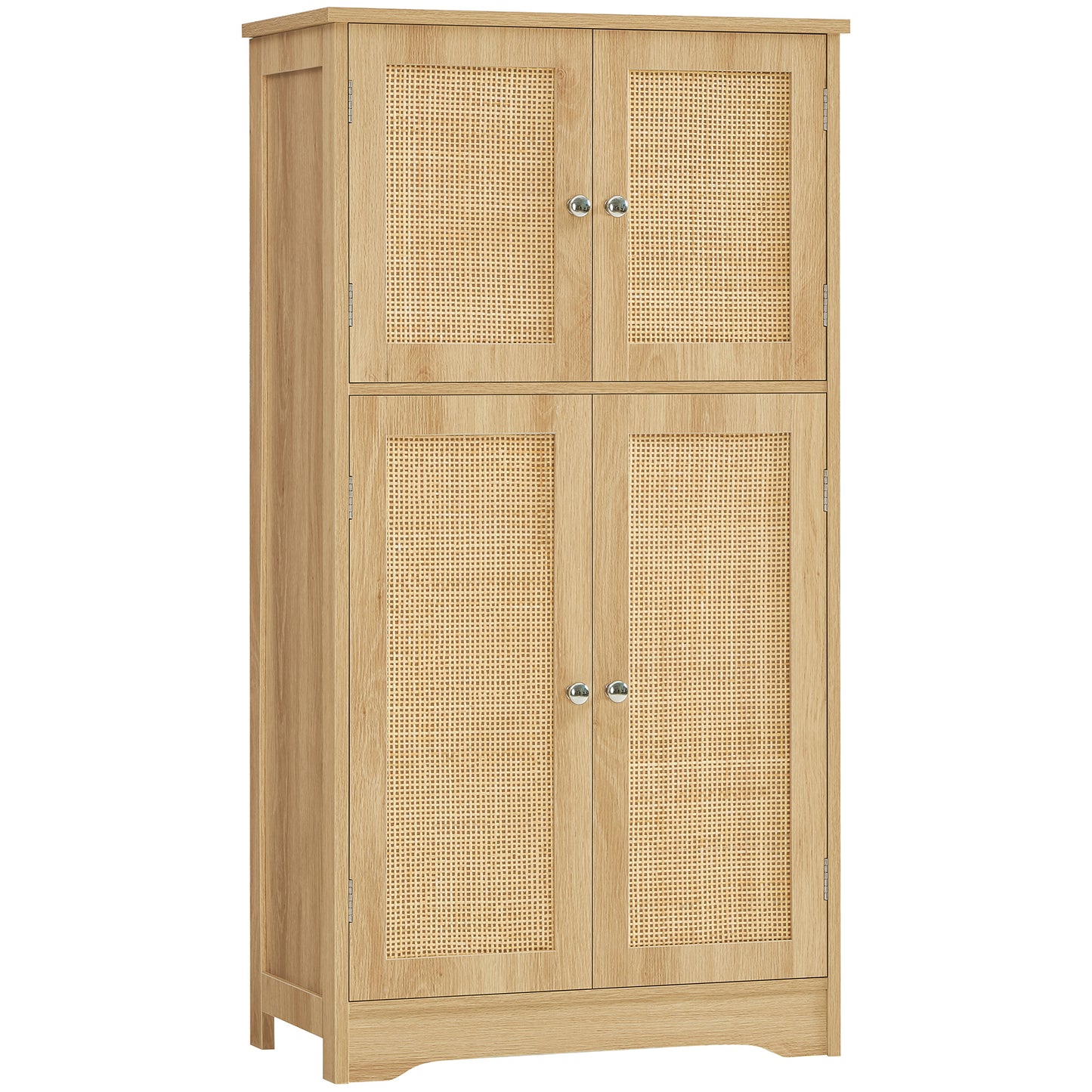 TEENFON Bathroom Floor Storage Cabinet, Freestanding Bathroom Storage Unit with 2 Adjustable Shelves & 4 Doors, 11.8 x 23.6 x 42.7 Inches, White