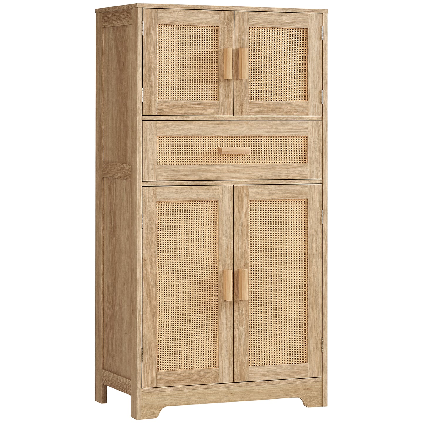 TEENFON Bathroom Storage Cabinet with Adjustable Shelf & Large Drawer, Tall Storage Cabinet with 4 Doors, Kitchen Pantry Storage Cabinets, for Living Room, Dining Room, Home Office, Entryway, White