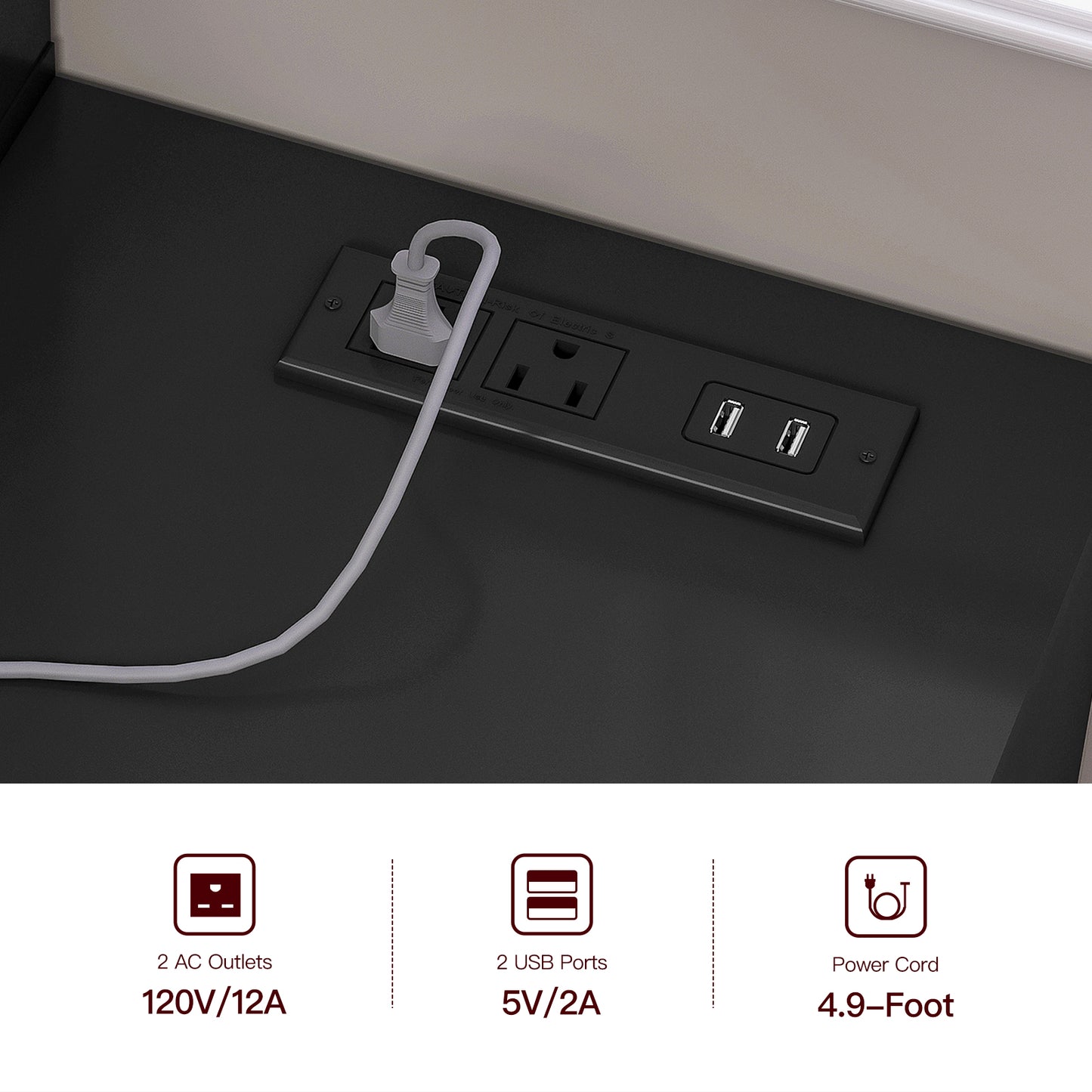 TEENFON 48" Large Vanity Desk with Mirror and Lights, Makeup Vanity with 6 Drawers, Power Outlet, Vanity Makeup Mirror Desk Table Set with 4 Storage Shelves & Stool, Best Gift for Women Girls,Black