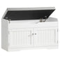 TEENFON 2-Tier Storage Bench, Shoe Bench with Adjustable Shelf & Lift Top Storage, Entryway Bench with Cushioned Seat,13.8"D x 36.2"W x 19.7"H, Shoe Organizer for Entryway, Living Room, Bedroom, White