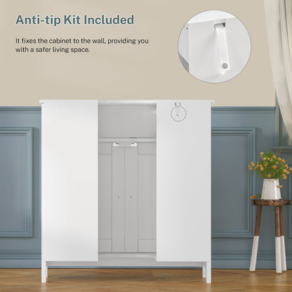 TEENFON 35.4" Pedestal Sink Storage Cabinet with 2 Doors and Adjustable Shelves, Bathroom Sink Cabinet, Under Sink Storage with U-Shape Cut-Out, White