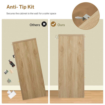 TEENOFN Fluted Dresser for Bedroom with 8 Drawers, 47.2" Wide Modern Chest of Drawers with Metal Handle, Dresser TV Stand, Wood Closet Clothes Storage Organizer for Living Room, Hallway, Natural