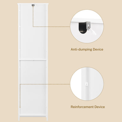 TEENFON Tall Bathroom Storage Cabinet with Barn Doors, Narrow Bathroom Cabinet with Drawer, Narrow Storage Unit, Adjustable Shelves, Floor Cabinets for Living Room, Entryway, Kitchen, White