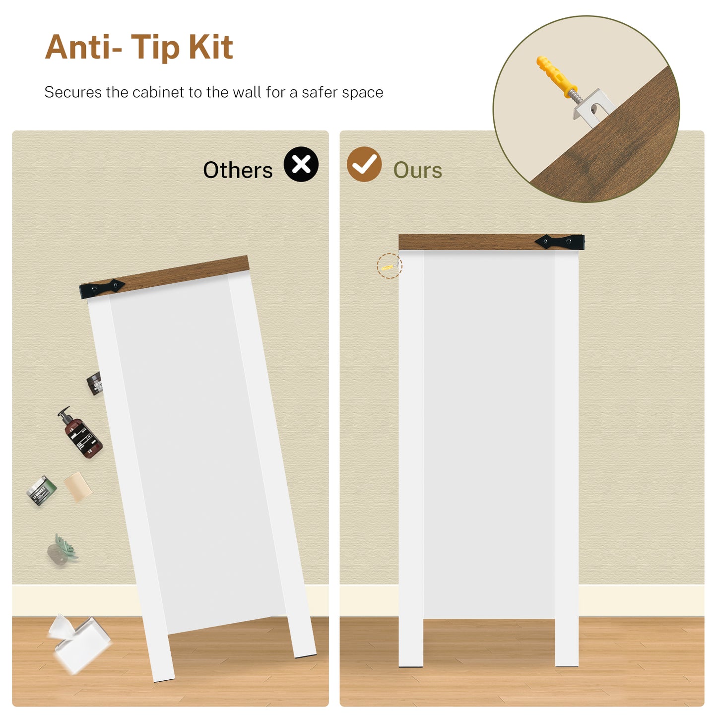 TEENFON White 6 Drawer Dresser for Bedroom, 47.2'' Farmhosue Dresser with Metal Handles, Wood Chest of Drawers, Bedroom Dressers for Living Room, Entryway, White