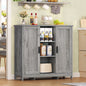 TEENFON Storage Cabinet, Coffee Bar Cabinet with 3 Adjustable Shelves & 2 Doors, Bathroom Cabinets, Sideboard Buffet Cabinets, Cupboard for Bathroom, Kitchen, Living Room, Grey