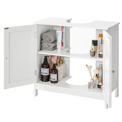 TEENFON Pedestal Sink Storage Cabinet with 2 Doors and Shelf, Under Sink Cabinet, Bathroom Sink Cabinet with U-Shape, White