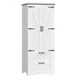 TEENFON 66.2" H Storage Cabinet with 2 Drawers, Farmhouse Kitchen Pantry Cabinet with 2 Doors & Adjustable Shelf, Bathroom Cabinet, for Living Room, Kitchen, Bathroom, White