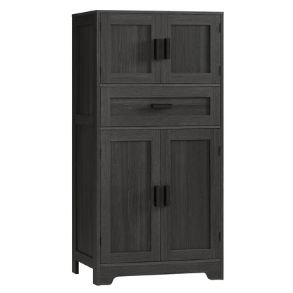 TEENFON 47.2" H Storage Cabinet with Adjustable Shelf & Large Drawer, Cabinet for Living Room, Home Office, Entryway, Rustic Black