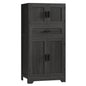 TEENFON 47.2" H Storage Cabinet with Adjustable Shelf & Large Drawer, Cabinet for Living Room, Home Office, Entryway, Rustic Black