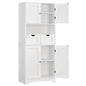 TEENFON 57.8" H Tall Storage Cabinet with 2 Drawers & 2 Adjustable Shelves, Bathroom Storage Cabinet with 4 Doors, Floor Cupboard, for Living Room, Dining Room, Entryway, Woodgrain Gray