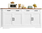 usikey 63" Buffet Cabinet with Storage, Sideboard Cabinet with 2 Adjustable Shelves and 4 Doors, Modern Farmhouse Coffee Bar Cabinet for Kitchen, Living Room, White