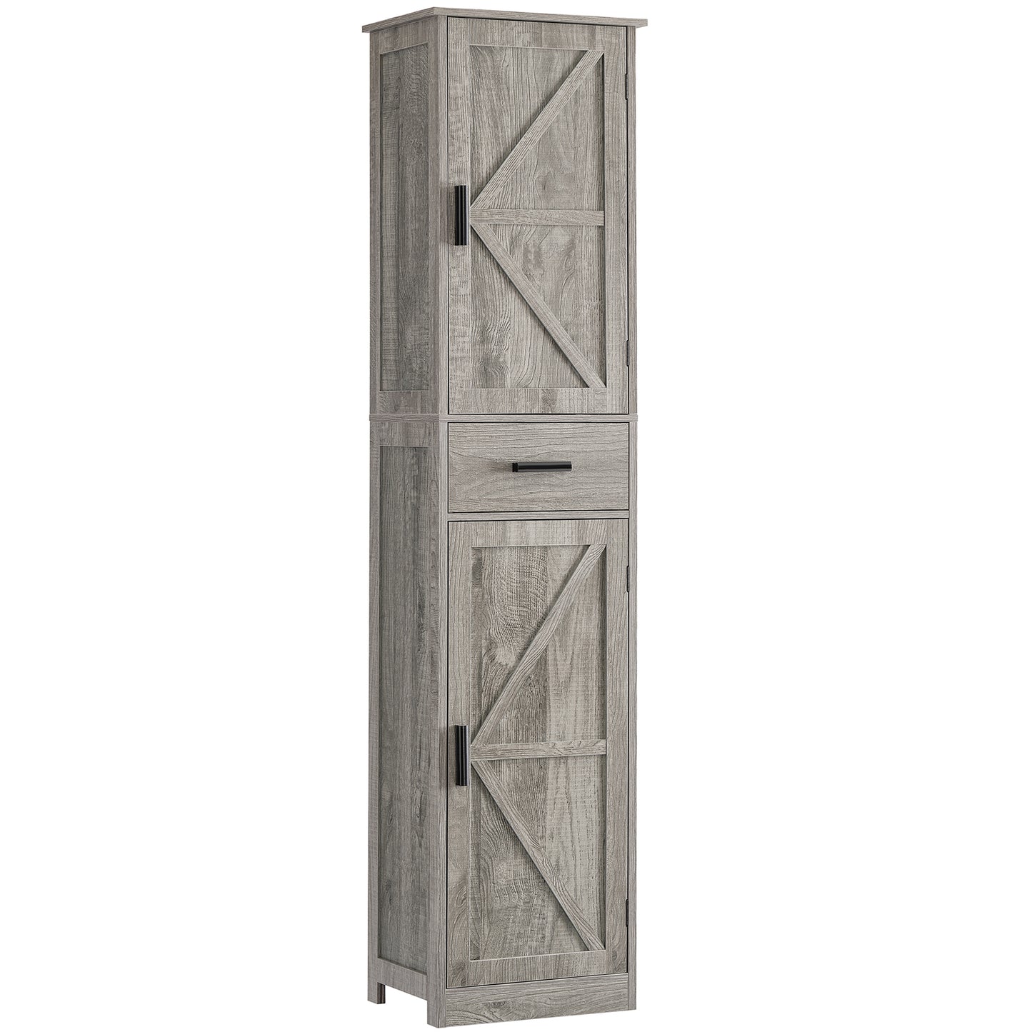 Tall Bathroom Cabinet, Storage Cabinet with 6 Shelves & Drawer, Bathroom Storage Cabinet with Adjustable Shelves, Tall Cabinet for Living Room, Kitchen, White