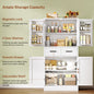 TEENFON 53" H Pantry Cabinet with 2 Drawers, Kitchen Storage Cabinet with 4 Door Shelves, Kitchen Pantry for Living Room, Dining Room, Bathroom, White