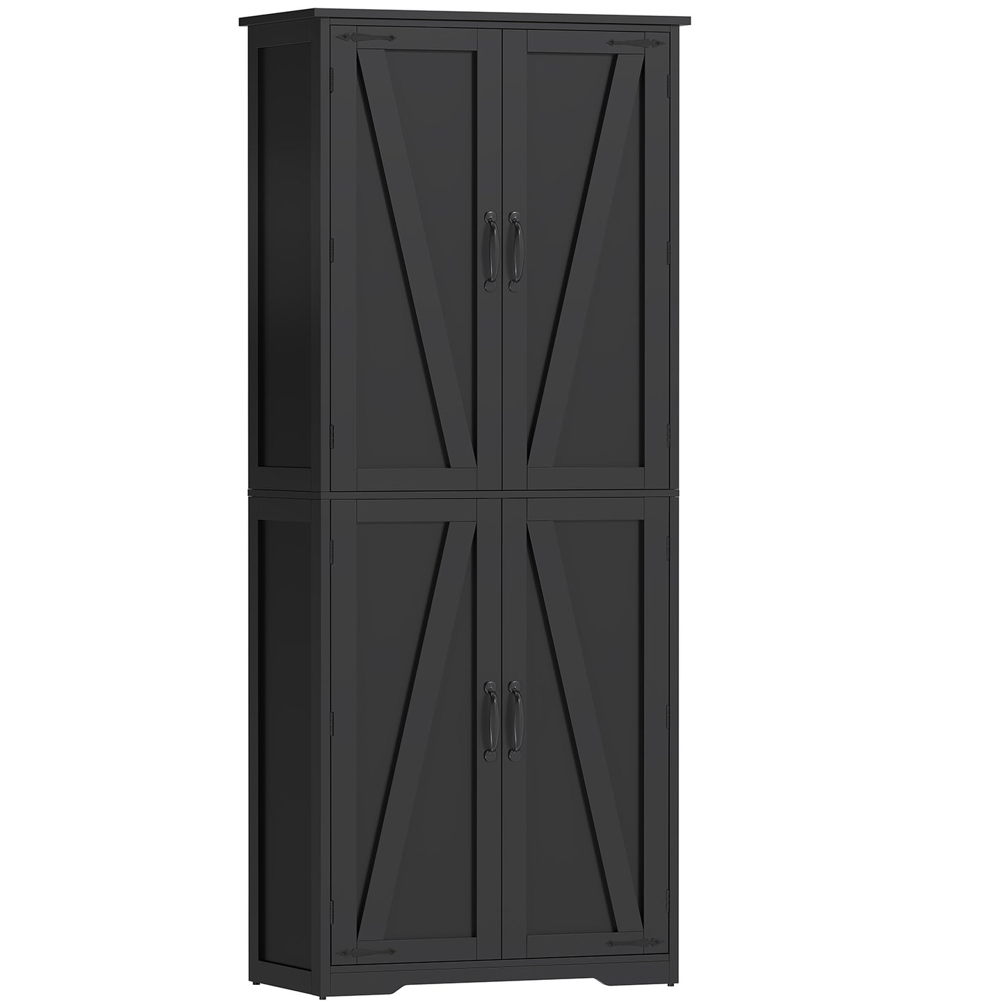 TEENFON 67" Kitchen Pantry Cabinet with 4 Doors, Farmhouse Pantry Cabinet with Adjustable Shelves, Storage Cabinet for Kitchen, Bathroom, Living Room, White