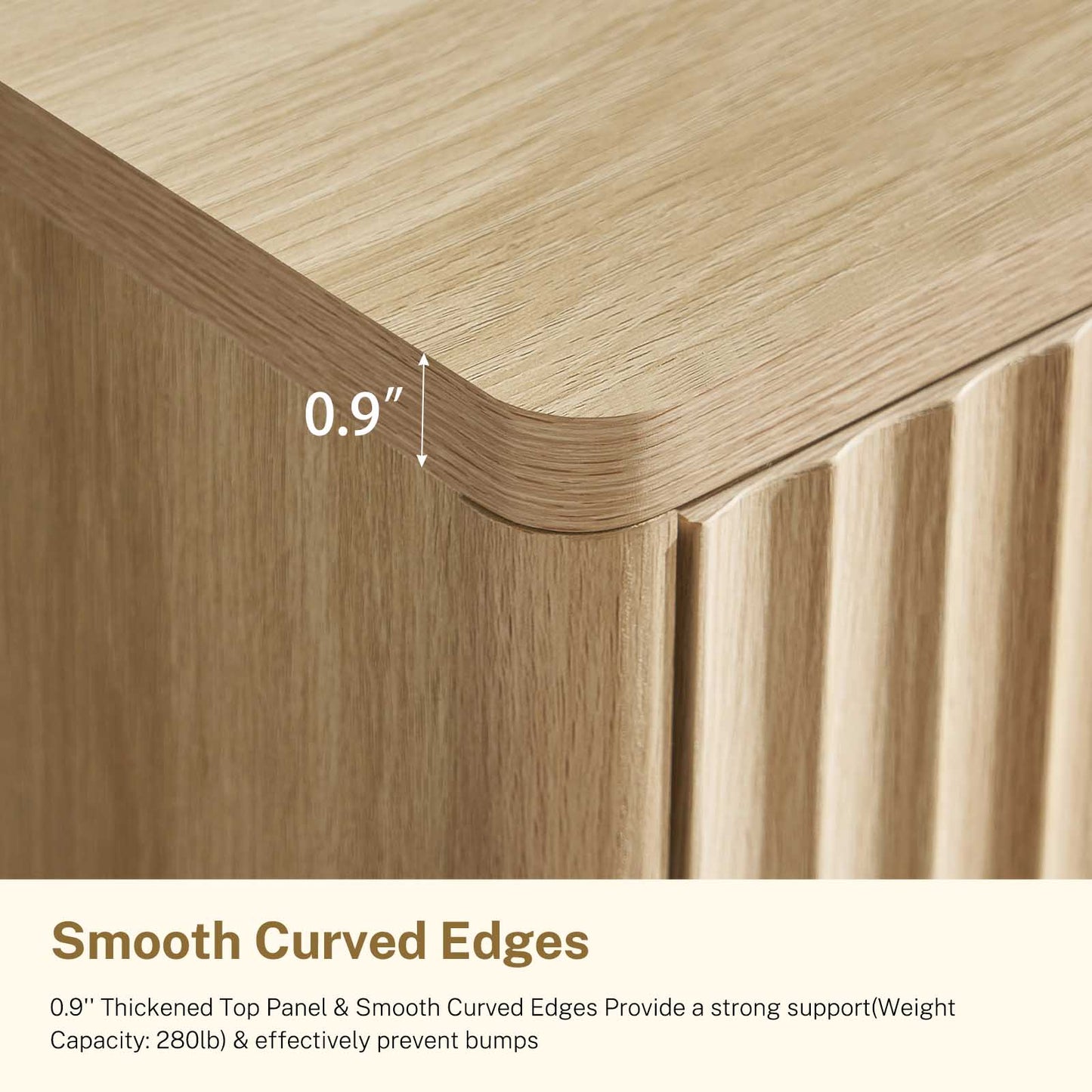 TEENOFN Fluted Dresser for Bedroom with 8 Drawers, 47.2" Wide Modern Chest of Drawers with Metal Handle, Dresser TV Stand, Wood Closet Clothes Storage Organizer for Living Room, Hallway, Natural