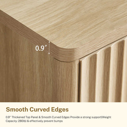 TEENOFN Fluted Dresser for Bedroom with 8 Drawers, 47.2" Wide Modern Chest of Drawers with Metal Handle, Dresser TV Stand, Wood Closet Clothes Storage Organizer for Living Room, Hallway, Natural