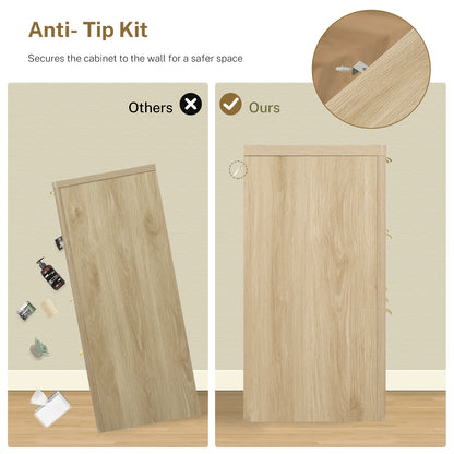 TEENFON Fluted Dresser for Bedroom with 9 Drawers, 63" Wide Modern Chest of Drawers with Metal Handle & Curved Profile Design, Wood Closet Clothes Storage Organizer for Living Room, Hallway, Natural