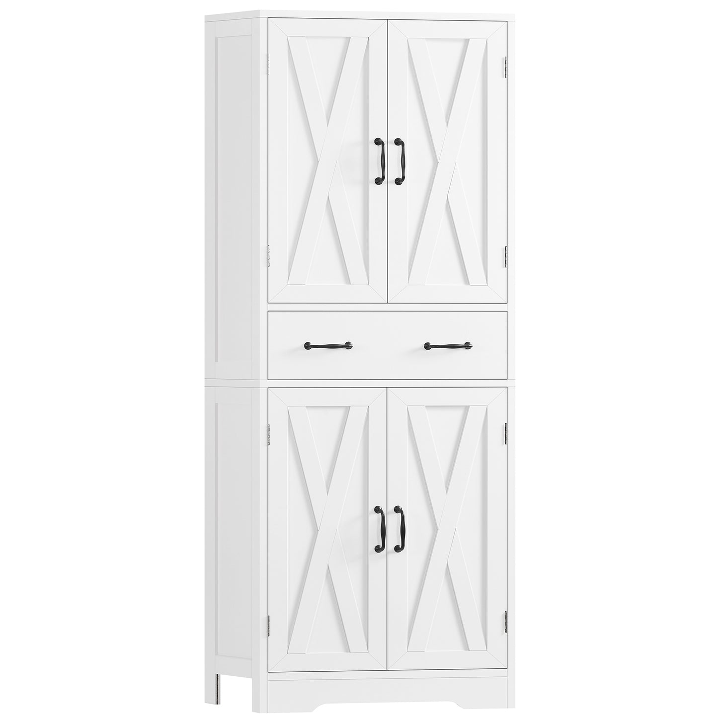 TEENFON Tall Storage Cabinet with 2 Adjustable Shelves & 1 Large Drawer, Kitchen Pantry Cabinet with 4 Doors, Bathroom Storage Cabinets, for Living Room, Kitchen, Bathroom, White