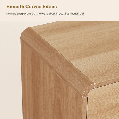 TEENFON Tall Drawer Dresser for Bedroom with 6 Drawers, 49.2" Tall Dressers & Chest of Drawers with Curved Profile Design, Wood Closet Storage Dressers Organizer for Bedroom, Living Room, Natural