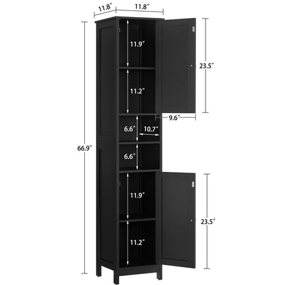 TEENFON 67" Tall Bathroom Cabinet with Adjustable Shelves and Doors, Narrow Bathroom Storage Cabinet for Small Space, Living Room, Entryway, Kitchen,