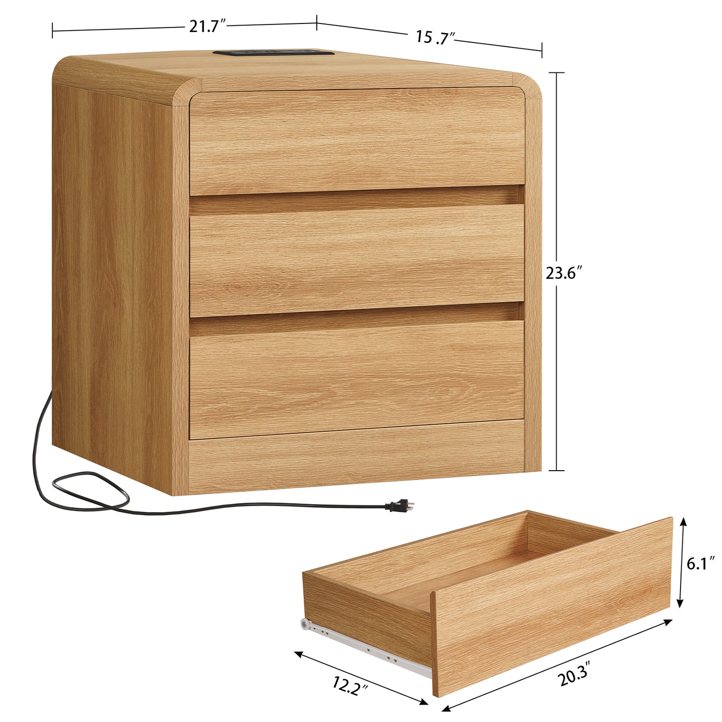 TEENFON Bridge Night Stand with Spacious Drawer, Nightstand for Bedroom, Sindoori Mango Finish